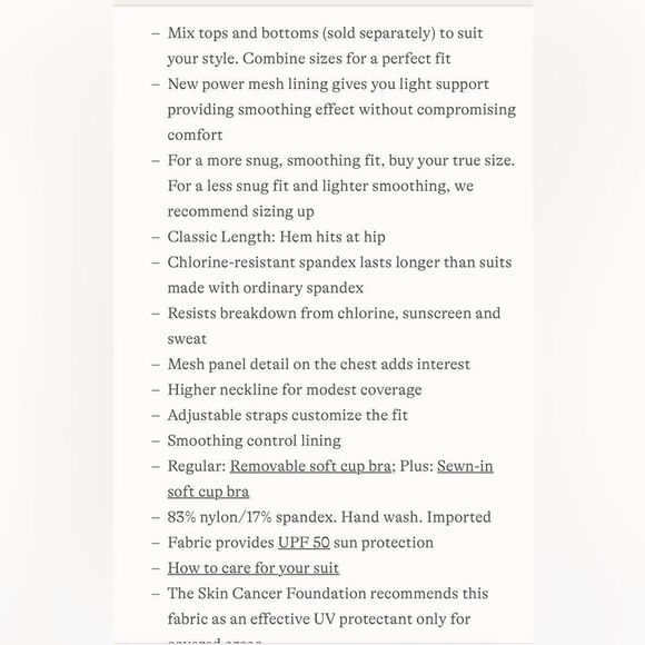 Land's End plus size Tankini high neck power mesh liner soft cup Rich Coffee Var - Picture 9 of 9